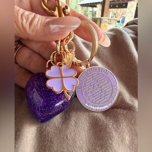 LV Purple Heart & Clover Key Charm with Gold Hardware